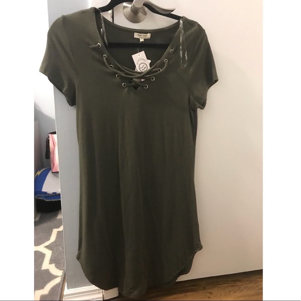 Olive green t-shirt dress